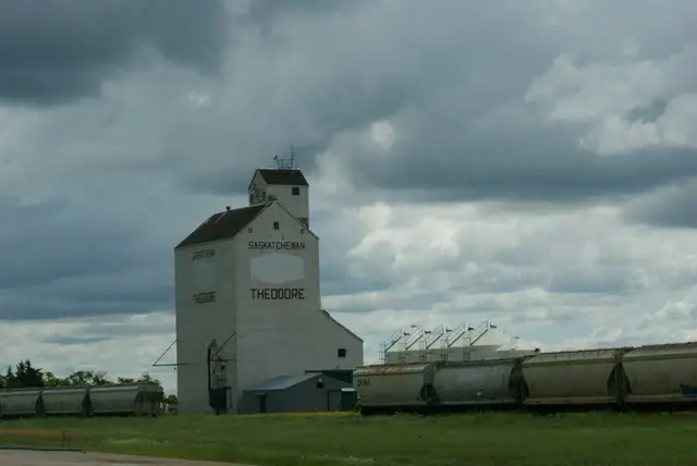 Grain elevator and hopper cars