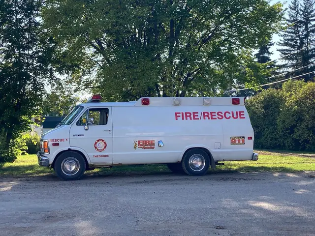 Fire/Rescue van on a gravel street